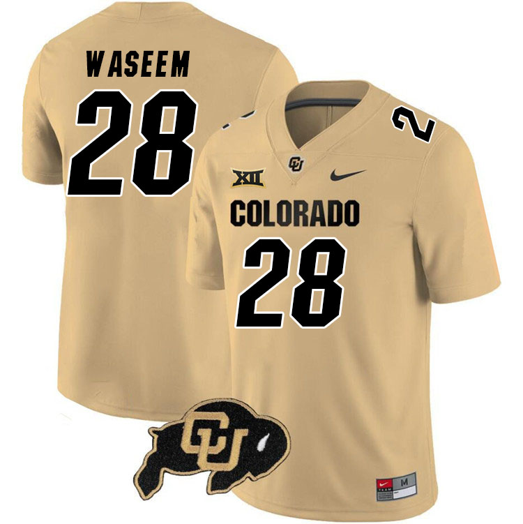 Colorado Buffaloes #28 Asaad Waseem Big 12 Conference College Football Jerseys Stitched Sale-Gold
